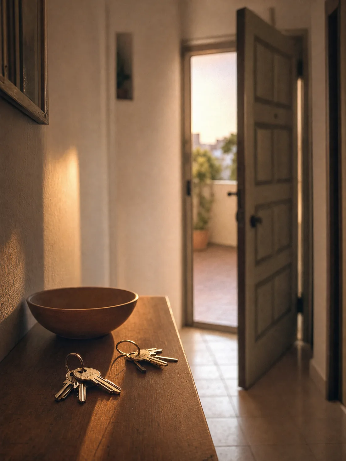 Llaves de una vivienda sobre la mesa de entrada